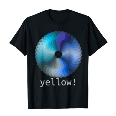 blue geo-flower (with irony text 'yellow') T-Shirt